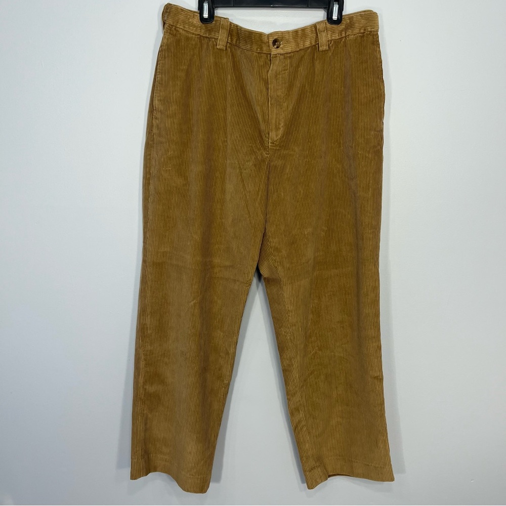 LL Bean Pants Mens 37 Brown Corduroy Cotton Comfort Waist Casual Straight Leg